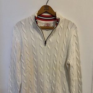Brooks Brothers Mens Medium White Knit Zip-Up Fleece